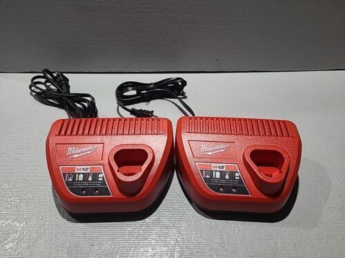 Two Milwaukee M12 Lithium-ion Battery Charger - Red (48-59-2401)