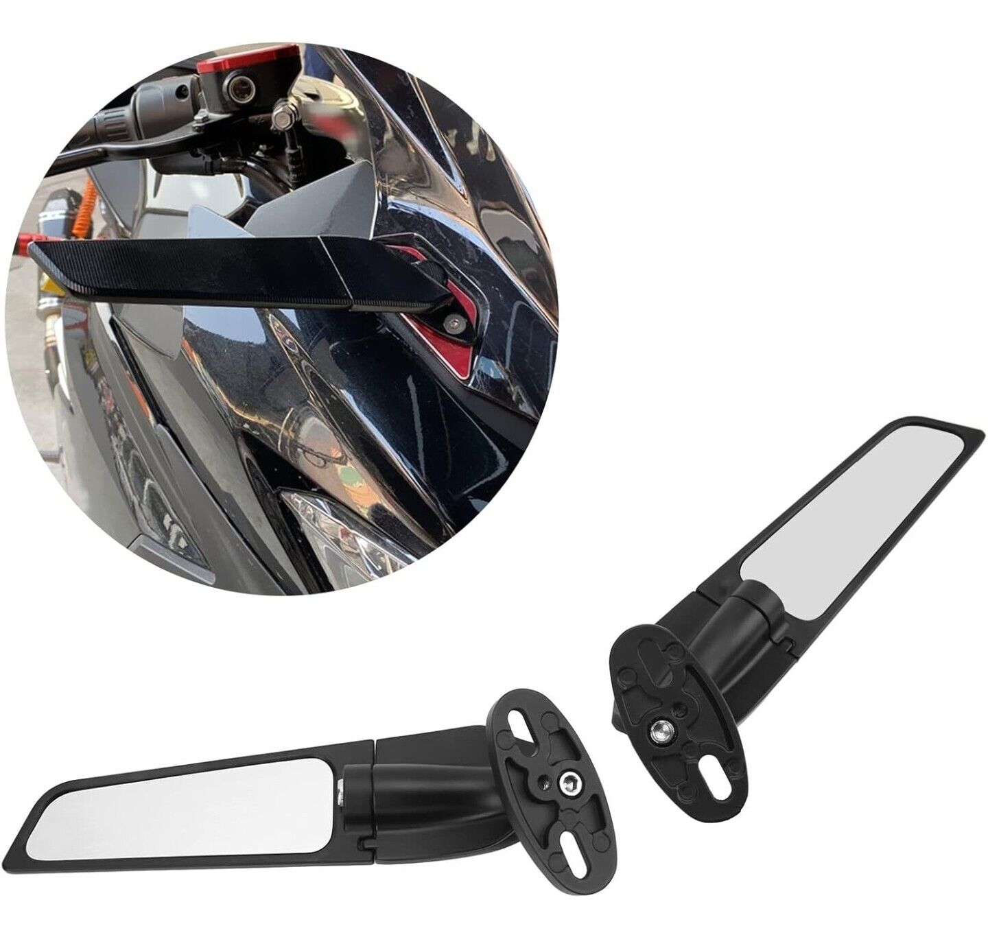 HNAYA Motorcycle Rearview Mirrors, Adjustable Rotating Side Mirrors 