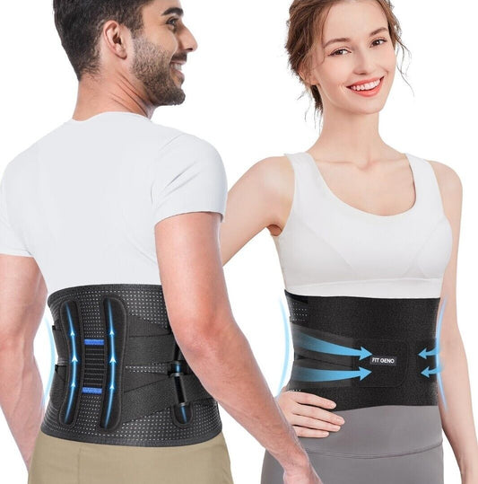 Fit Geno Unisex Black Back Brace  Size Medium