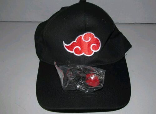 Naruto Hat Adjustable Snapback Uchiha Akatsuki Logo Baseball Cap with Necklace