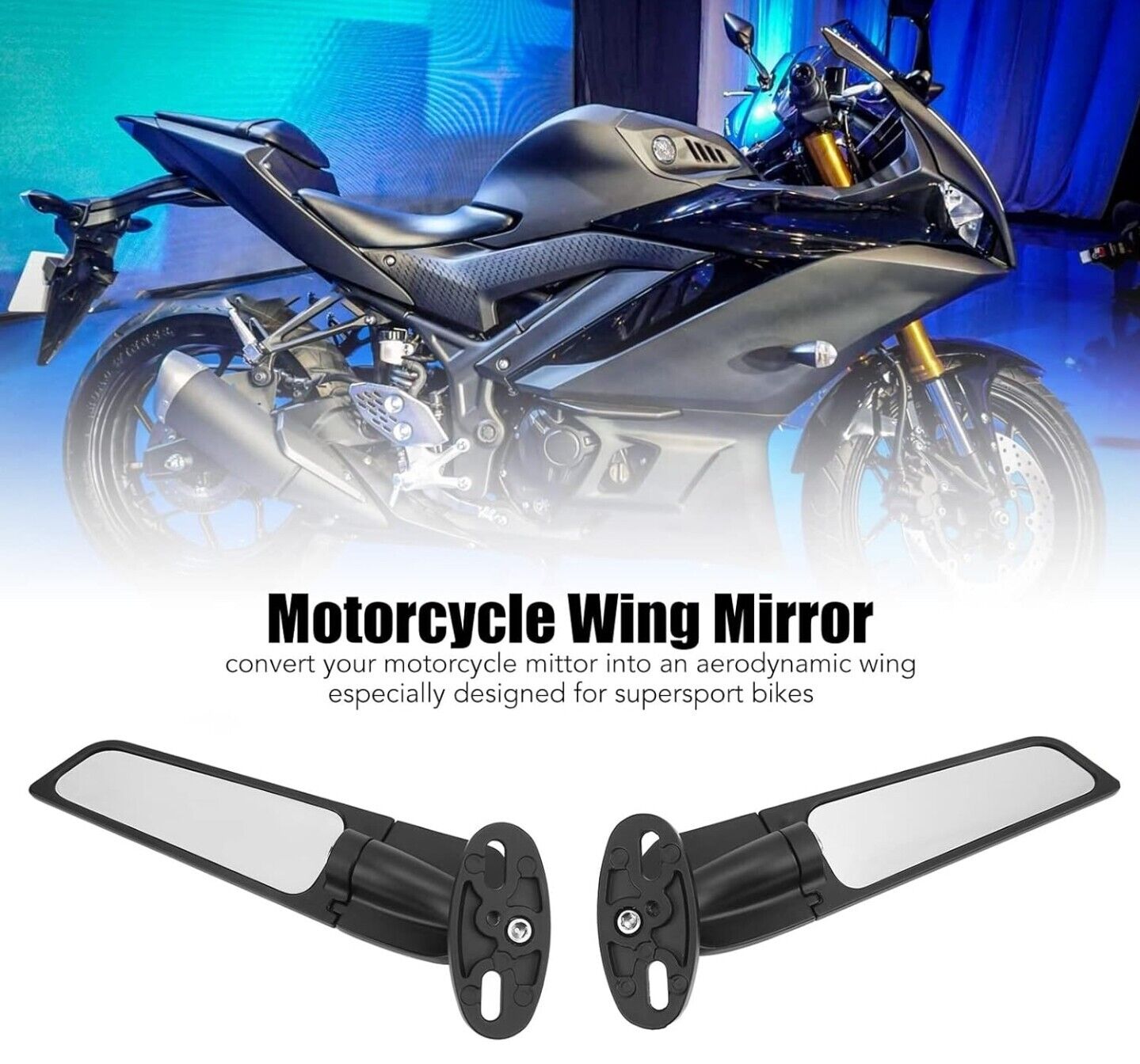 HNAYA Motorcycle Rearview Mirrors, Adjustable Rotating Side Mirrors 