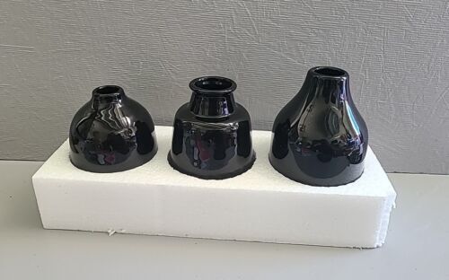 Matte Black Set of 3 Small Ceramic Bottle Vases