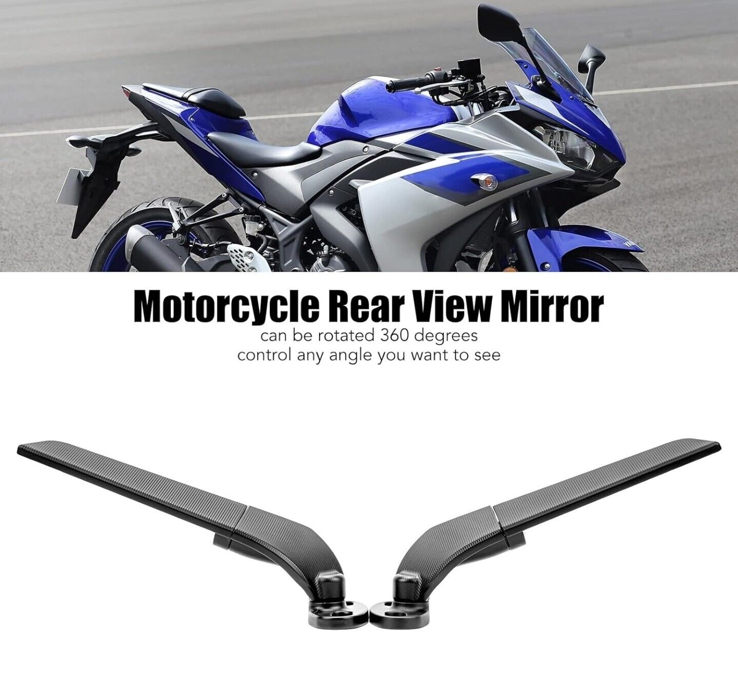 HNAYA Motorcycle Rearview Mirrors, Adjustable Rotating Side Mirrors 