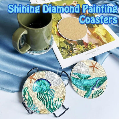 Diamond Painting Coasters Kit, 8 PCS Diamond Painting Coasters with Holder