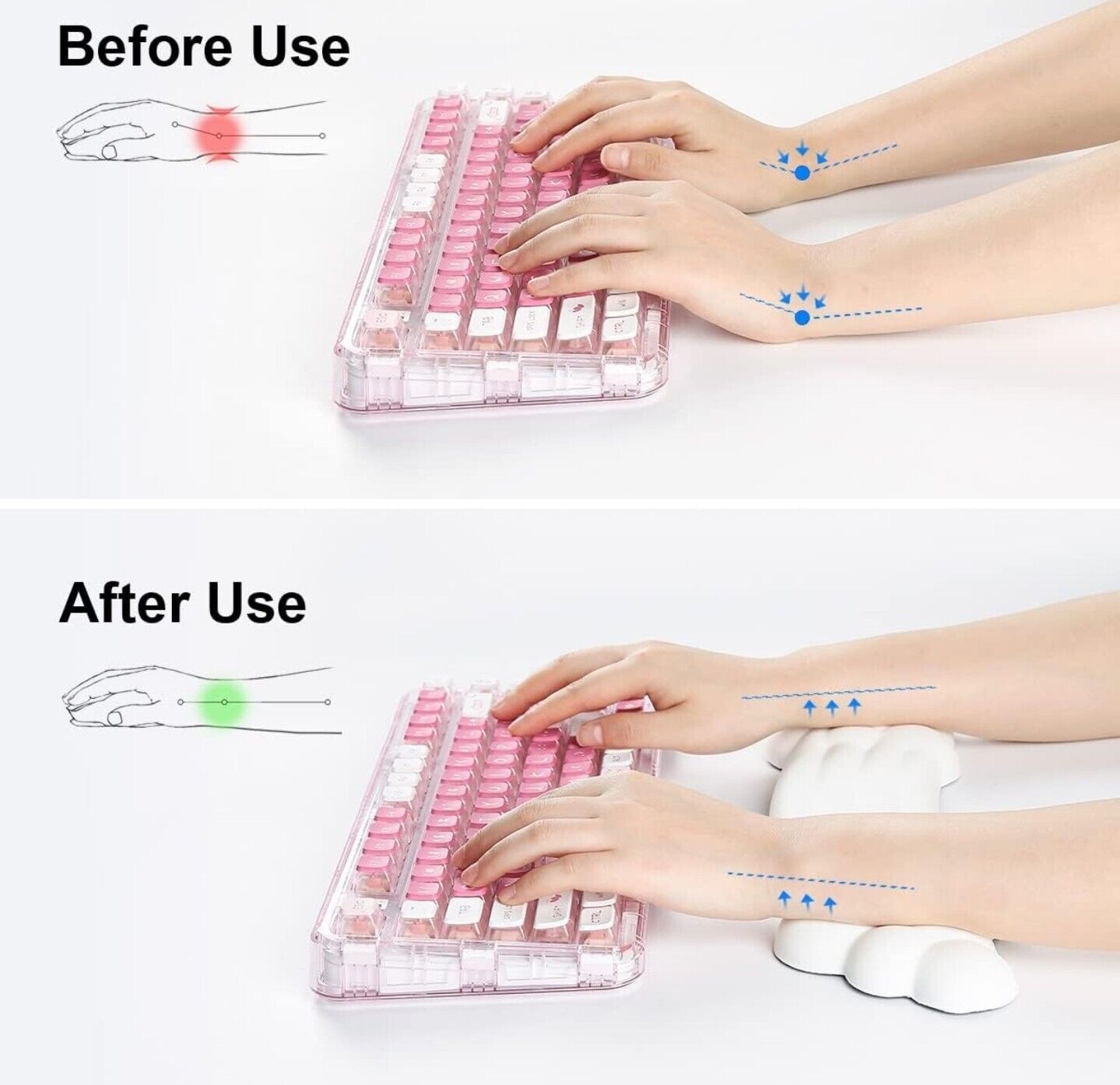 Cloud Wrist Rest Keyboard, Rainbow Cloud Palm Rest Keyboard with PU Leather,...