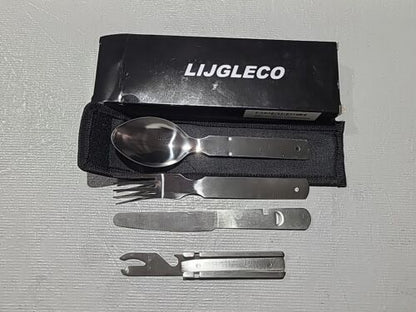 LIJGLECO 4-in-1 portable cutlery set,Stainless Steel Spoon Fork Knives Bottle...