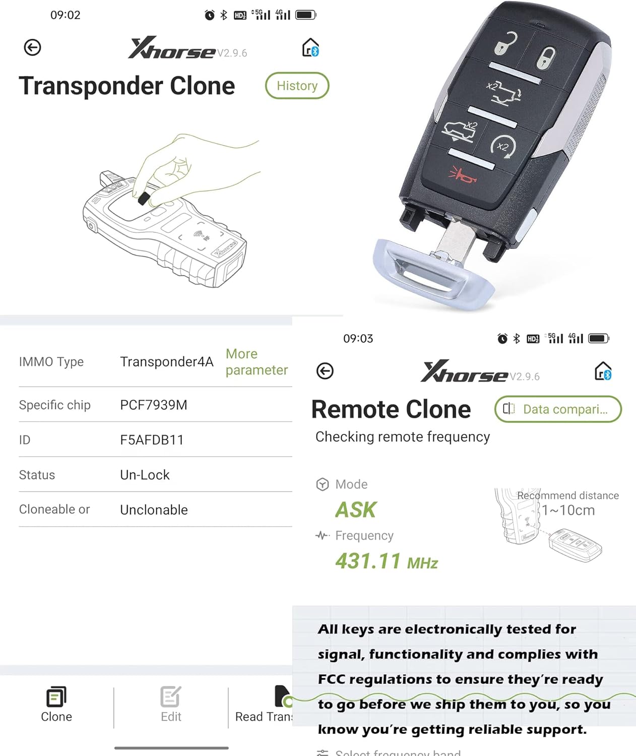 Keyless Entry Remote Key Fob, Alliskeys Replacement Proximity Smart Key Compatible with Dodge RAM 1500 Pickup 2019-2022 OHT-4882056 4A/433.92MHz 6-Button(U/L/RS/AS/TG/P)