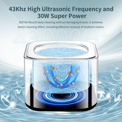 Aocktobar Ultrasonic Retainer Cleaner Machine, 30W Ultrasonic Jewelry Cleaner for Retainers, Dentures, Mouth Guard, Aligner, Toothbrush Head, Whitening Trays, 43KHZ Sonic Denture Cleaner Machine