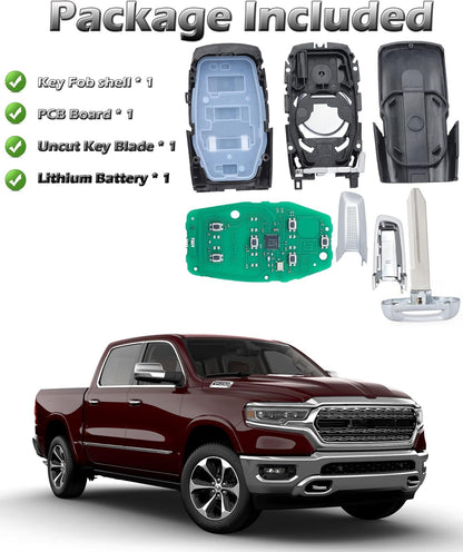 Keyless Entry Remote Key Fob, Alliskeys Replacement Proximity Smart Key Compatible with Dodge RAM 1500 Pickup 2019-2022 OHT-4882056 4A/433.92MHz 6-Button(U/L/RS/AS/TG/P)